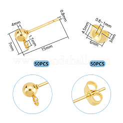 50 шт. фурнитура для сережек-гвоздиков из нержавеющей стали 304&nbsp;STAS-UN0059-19