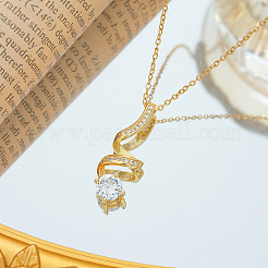 Ожерелья со спиральной подвеской из нержавеющей стали 304 с микропаве из прозрачного кубического циркония&nbsp;FS-WG74725-01