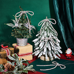 Стеклянный стразы синтетический каучук бант украшение для вечеринки&nbsp;HJEW-NB00231