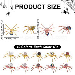 10 шт. украшения в виде паука из сплава натуральных и синтетических драгоценных камней&nbsp;DJEW-WR0001-13