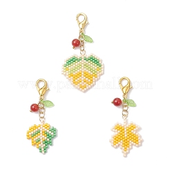 3 шт. 3 стиля подвесных бусин из акрила и стекла в виде кленового листа и натурального сердолика&nbsp;HJEW-MZ00347