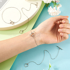 Латунные браслеты-цепочки с сердечками&nbsp;BJEW-TAC0027