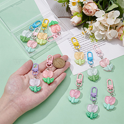 12 шт. 6-х цветные подвесные украшения в виде тюльпанов из смолы&nbsp;HJEW-UN0001-26