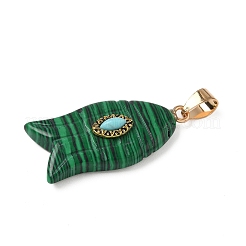 Резные подвески из синтетического малахита и синтетической бирюзы&nbsp;G-Z084-01G-03