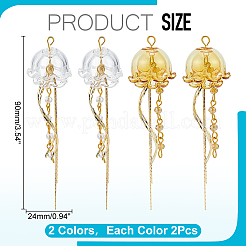 4 шт. подвески из латуни и стекла двух цветов&nbsp;PALLOY-GA00057