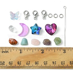 Смешанный камень из натурального и синтетического камня со стеклянными подвесками&nbsp;FIND-FS0002-17