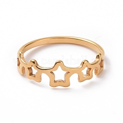 Женское кольцо-звездочка из нержавеющей стали 201 с ионным покрытием (IP)&nbsp;RJEW-J051-24G