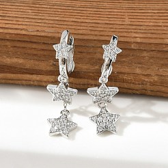 Серьги-кольца Huggie из латуни с прозрачным фианитом и прозрачным фианитом&nbsp;EJEW-K083-43P