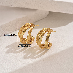 Элегантные серьги-гвоздики из нержавеющей стали 201 с тройной закруткой в форме буквы С&nbsp;AB3711-1