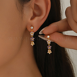 Серьги-гвоздики с подвесками в виде цветка из латуни&nbsp;XD1974