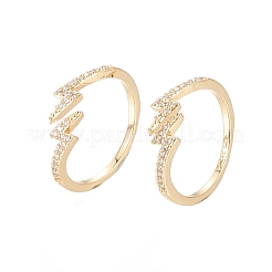 Латунные кольца из манжеты с прозрачным цирконием&nbsp;X-RJEW-F101-11G