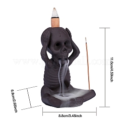 Керамический череп курильница с обратным потоком дым водопад держатель для благовоний&nbsp;JX841A