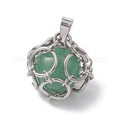 Плетеный мешочек из нержавеющей стали с подвесками из пакраме и драгоценными камнями&nbsp;PALLOY-JF02735-02