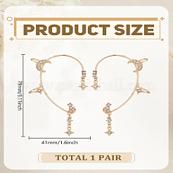 2 шт. 2 стильные серьги-каффы в виде бабочки из сплава со стразами&nbsp;EJEW-LP0012-12G