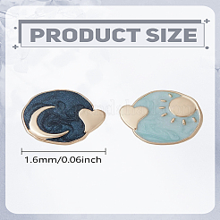 1 комплект асимметричных серег с эмалью в виде луны и звезды&nbsp;EJEW-LP0010-05