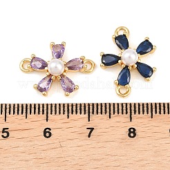 Подвески-коннекторы из латуни с микропаве из кубического циркония и пластиковыми жемчужинами&nbsp;LS-KK-Z145-09G