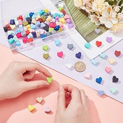 96 шт. 24-х цветные бусины в форме сердца из пищевого экологически чистого силикона&nbsp;SIL-PH0001-30