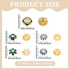 50 шт. 5 стиля многолепестковых колпачков из сплава с эмалью&nbsp;FIND-ME0001-41