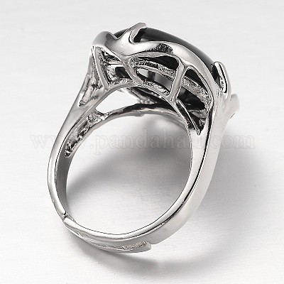 Регулируемая овальная драгоценный камень широко диапазона кольца RJEW-L062-01-1