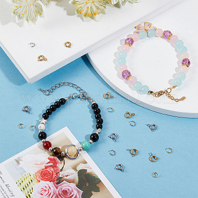 20 шт. 2-х цветные застежки-кольца из нержавеющей стали 304 с гладкой поверхностью&nbsp;STAS-SC0004-42-1