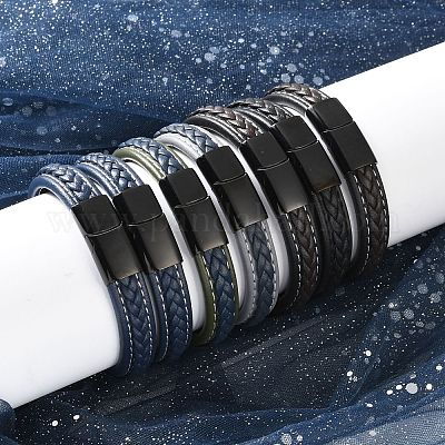 Плетеные браслеты шнур кожаный BJEW-H561-10-1