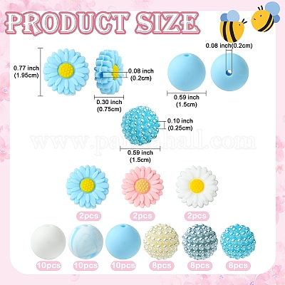 60 шт. 9 вида силиконовых бусин и акриловых бусин&nbsp;SIL-YW0002-35-1