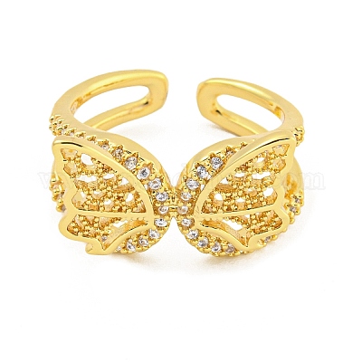 Кольцо-манжета из нержавеющей стали 304 с кубическим цирконием для женщин&nbsp;LS-RJEW-S406-05G-01-1