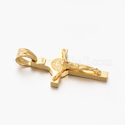 Пасхальная тема горячие унисекс 201 нержавеющая сталь распятие крест подвески STAS-F010-24G-1