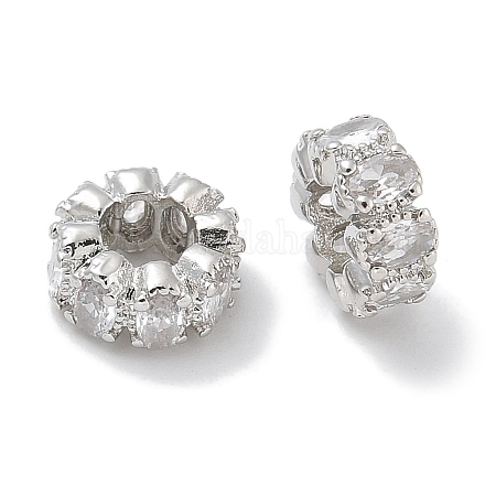 Реечное покрытие латунь микро паве прозрачный кубический цирконий европейские бусины&nbsp;KK-L224-034P-1