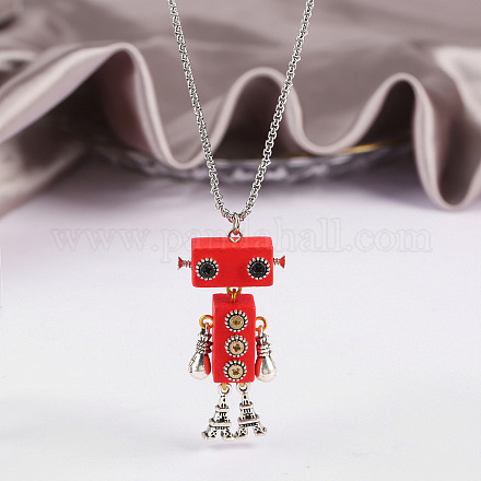 Ожерелья с подвесками в виде робота из сплава и дерева&nbsp;FS-WGB43E5-06-1