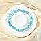 Round Crackle Glass Beads Stretch Bracelets, with Brass Findings, Deep Sky Blue, Inner Diameter: 2-1/4 inch(5.7cm)