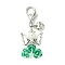 Angel Glass & Alloy Wing Pendant Decorations, with Zinc Alloy Lobster Claw Clasps, Antique Silver, Lime Green, 42~45mm