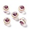 Handmade Silver Foil Lampwork Beads, with Gold Sand, Round, Old Rose, 12x11mm, Hole: 1.8mm