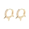 Brass Micro Pave Cubic Zirconia Hoop Earrings, Spike, Real 18K Gold Plated, 16.5x2mm