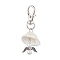 Angel Alloy & Natural Shell Pendant Decorations, Swivel Clasps Charms for Bag Ornaments, Antique Silver & Platinum, 63mm