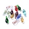 Handmade Lampwork Pendants, with Gold Powder, Teardrop, Mixed Color, 24x9mm, Hole: 2x3mm