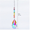Chakra Theme K9 Crystal Glass Big Pendant Decorations, Hanging Sun Catchers, Teardrop, Colorful, 37cm