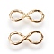 Brass Links connectors, Infinity, Golden, 6x14x2mm, Hole: 3mm