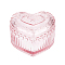 Heart Shaped Glass Jewelry Storage Boxes, Desktop Trinket Organizer Decorative Caese for Rings Earrings Necklaces, Pink, 9.4x9.05x5.75cm