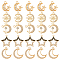 50Pcs 5 Style Moon & Star & Arrow Alloy Pendants, with Crystal Rhinestone, Light Gold, 19.5~23x16.5~20.5x2~3.5mm, Hole: 1.8~2.2mm, 10Pcs/style