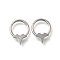 304 Stainless Steel Double Horns Hoop Nose Rings, Platinum, 14x10.5x2.3mm, Inner Diameter: 7.8mm