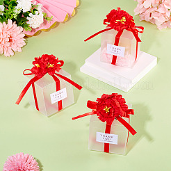 Прозрачные подарочные коробки для упаковки конфет из ПВХ с лентой и искусственным цветком&nbsp;CON-TAC0001-20C