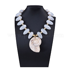 Летние пляжные ожерелья из пластиковых бусин CCB с подвеской в форме раковины из смолы и цепочками с литой отделкой&nbsp;NJEW-D336-03B-G