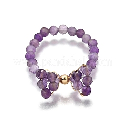 Природные палец кольца аметист&nbsp;RJEW-TA00204-01