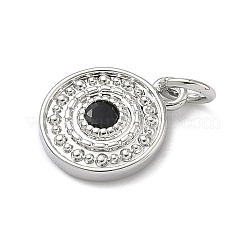 Латунные плоские круглые подвески с микропаве из кубических цирконий&nbsp;KK-C156-24P