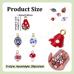 20 шт. 5 подвески ручной работы в стиле лэмпворк и фарфора&nbsp;PALLOY-NB00017