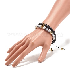 2шт 2 стиль кубический цирконий плетеный браслет из бисера&nbsp;BJEW-JB08050-02