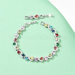 Теннисные браслеты из платиновой латуни с микропаве из кубических цирконий&nbsp;BJEW-B160-08P