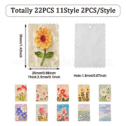 22 шт. 11 стильные акриловые подвески с тиснением и принтом&nbsp;MACR-CW0001-11