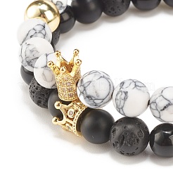 2шт 2 стиль кубический цирконий плетеный браслет из бисера&nbsp;BJEW-JB08050-02